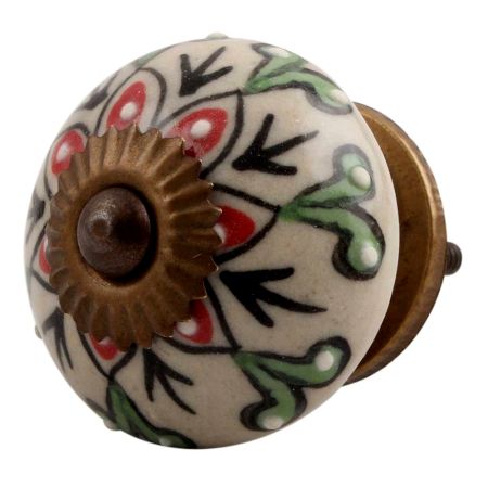Red Leaf Flower Ceramic Dresser Knob Online